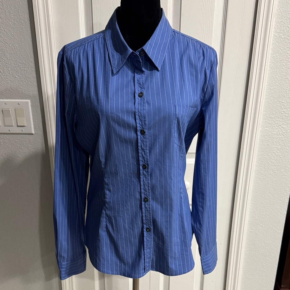 Blue Striped Button-Up Shirt